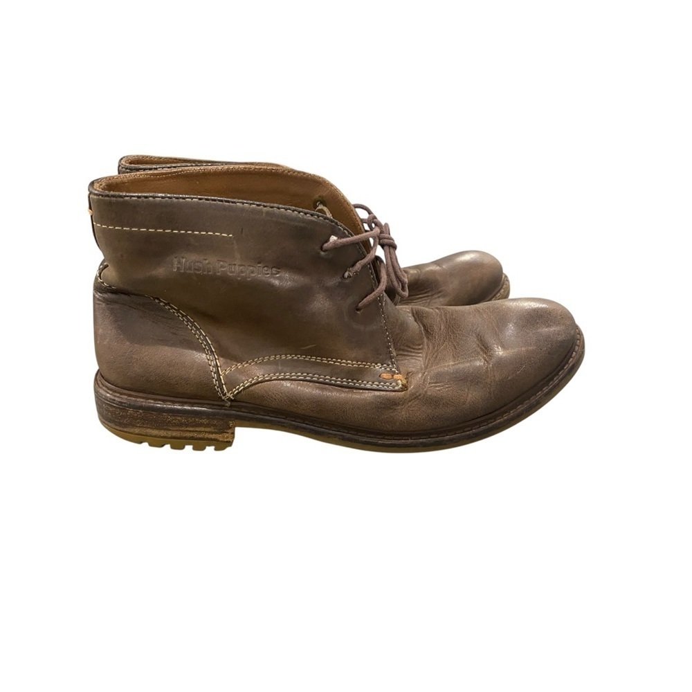 Hush Puppies Brown Leather Boots Classic Size 7 Preppy Ankle Boot Moccasin View 3